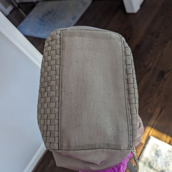 VintageWomen's Inge Christopher Braided Purse Shoulder Bag Taupe Grey Quilted - Picture 9 of 10